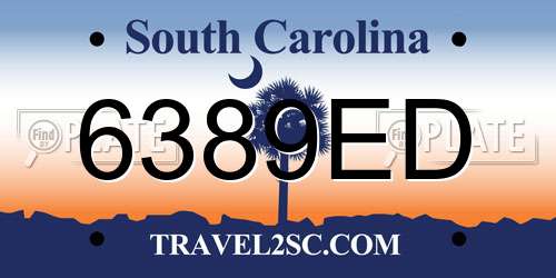6389ED South Carolina License Plate