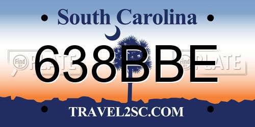 638BBE South Carolina License Plate