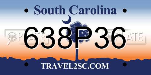638P36 South Carolina License Plate