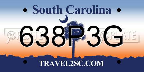 638P3G South Carolina License Plate