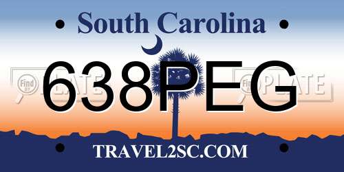 638PEG South Carolina License Plate