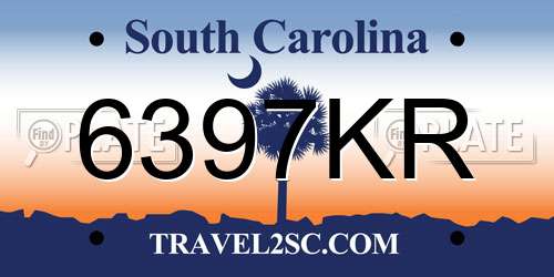 6397KR South Carolina License Plate