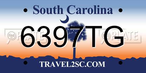 6397TG South Carolina License Plate