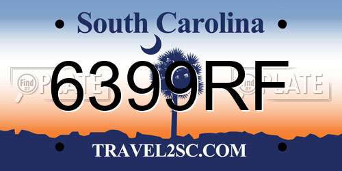 6399RF South Carolina License Plate