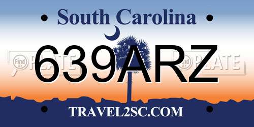 639ARZ South Carolina License Plate