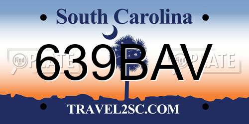 639BAV South Carolina License Plate