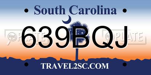 639BQJ South Carolina License Plate