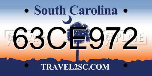 63CE972 South Carolina License Plate
