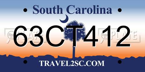 63CT412 South Carolina License Plate