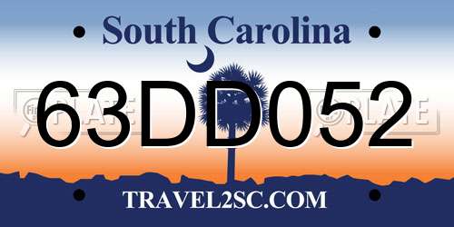 63DD052 South Carolina License Plate