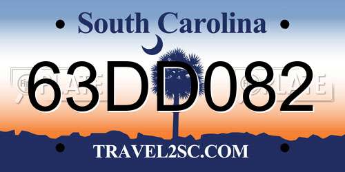 63DD082 South Carolina License Plate