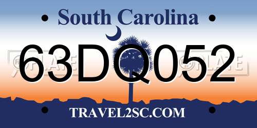 63DQ052 South Carolina License Plate