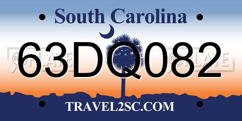 63DQ082 South Carolina License Plate