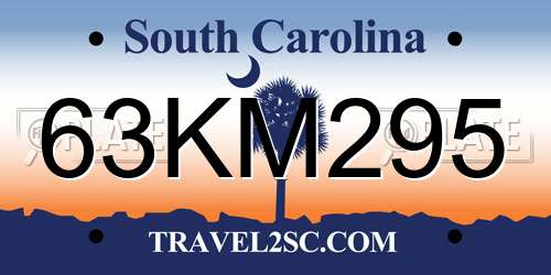 63KM295 South Carolina License Plate