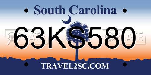 63KS580 South Carolina License Plate