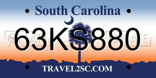 63KS880 South Carolina License Plate