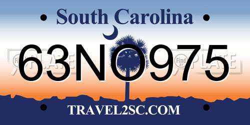 63NO975 South Carolina License Plate