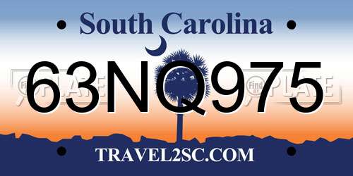 63NQ975 South Carolina License Plate