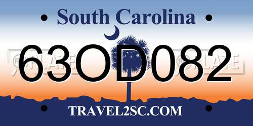 63OD082 South Carolina License Plate