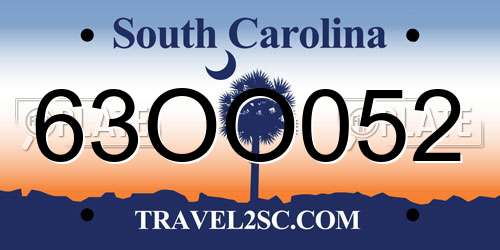 63OO052 South Carolina License Plate