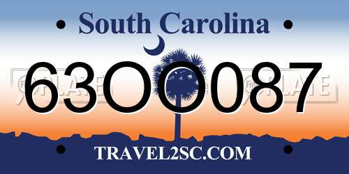 63OO087 South Carolina License Plate