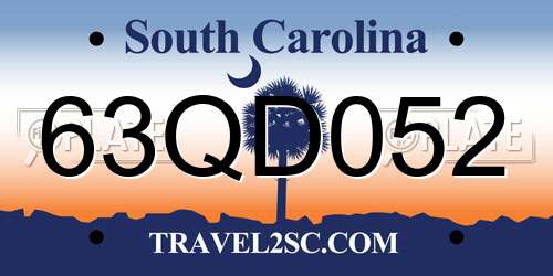 63QD052 South Carolina License Plate
