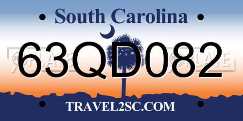 63QD082 South Carolina License Plate