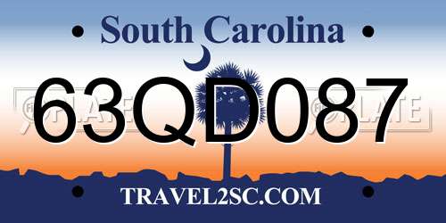 63QD087 South Carolina License Plate