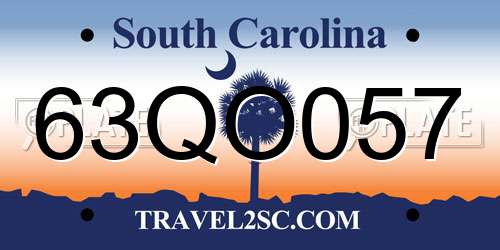 63QO057 South Carolina License Plate