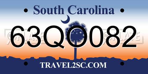 63QO082 South Carolina License Plate