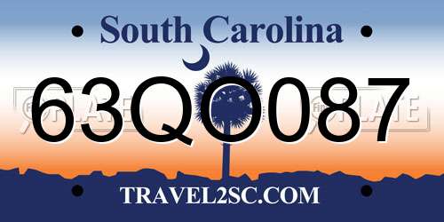 63QO087 South Carolina License Plate