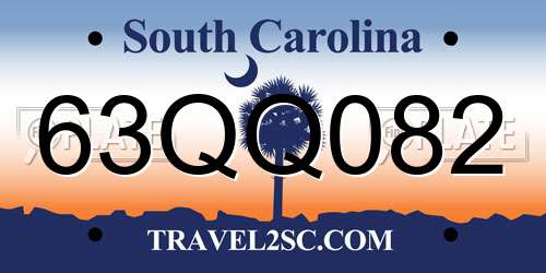 63QQ082 South Carolina License Plate
