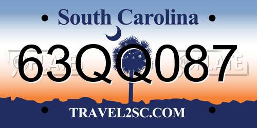 63QQ087 South Carolina License Plate