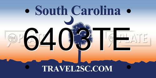 6403TE South Carolina License Plate