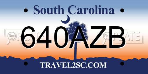 640AZB South Carolina License Plate
