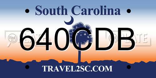 640CDB South Carolina License Plate