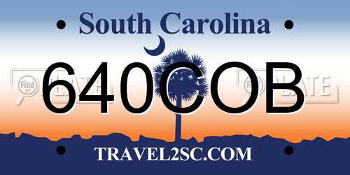 640COB South Carolina License Plate