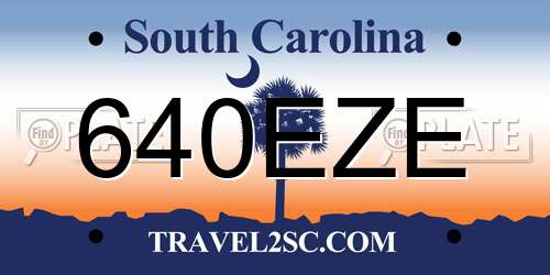 640EZE South Carolina License Plate