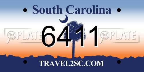 6411 South Carolina License Plate