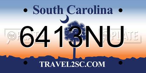 6413NU South Carolina License Plate