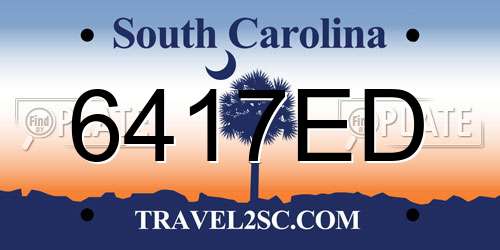 6417ED South Carolina License Plate