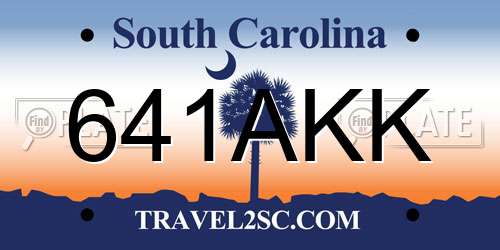 641AKK South Carolina License Plate