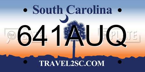 641AUQ South Carolina License Plate