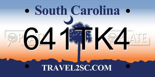 641TK4 South Carolina License Plate