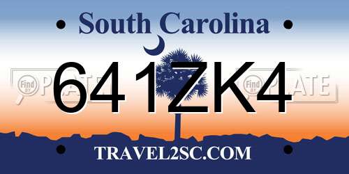 641ZK4 South Carolina License Plate