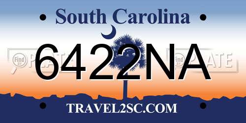6422NA South Carolina License Plate