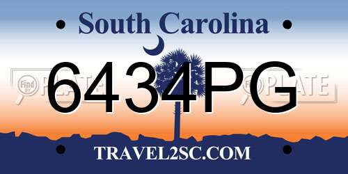 6434PG South Carolina License Plate