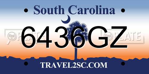 6436GZ South Carolina License Plate