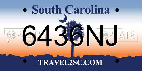 6436NJ South Carolina License Plate