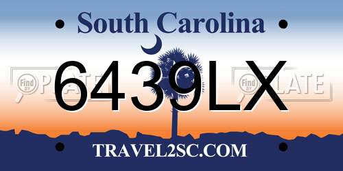 6439LX South Carolina License Plate